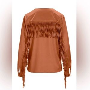 NWOT Boston Proper Satin Fringe Top